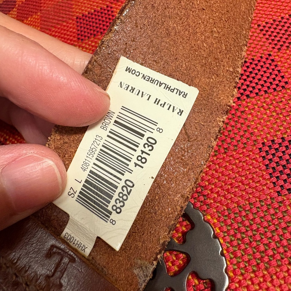 NWT Ralph Lauren Tan Leather Belt with Ornate Silver Buckle - Picture 2 of 2